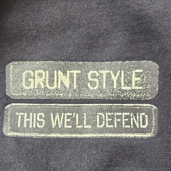 Grunt Style Black Hoodie with Patches - Picture 3 of 3